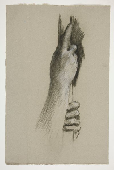 Sketch of Two Hands Climbing a Pole by Edwin Austin Abbey