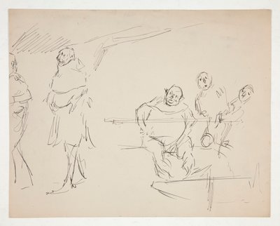 Studies for an Unidentified Shakespearean Play (Falstaff?) (recto and verso) by Edwin Austin Abbey