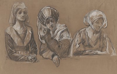 Studies of 3 Women for the Royal Exchange by Edwin Austin Abbey