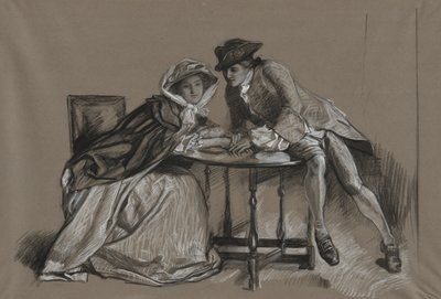 Study. Lady and Gentleman in Conversation Across a Table by Edwin Austin Abbey