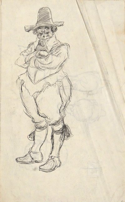 Study of a Man in 17th Century Dutch Costume - Unidentified. Studies on Reverse by Edwin Austin Abbey