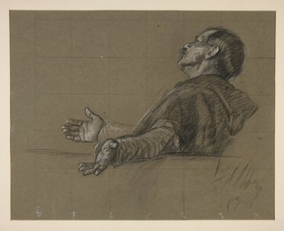 Study of a Robed Figure, for The Quest of the Holy Grail Mural Series at Boston Public Library by Edwin Austin Abbey