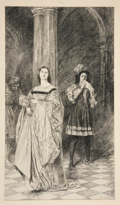 Sylvia and Valentine, from Act II, Scene i, Two Gentlemen of Verona by Edwin Austin Abbey
