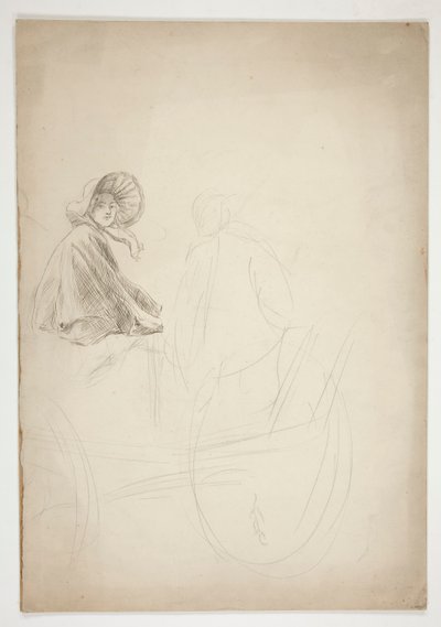 Two Figures Seated on a Cart (unidentified illustration) by Edwin Austin Abbey