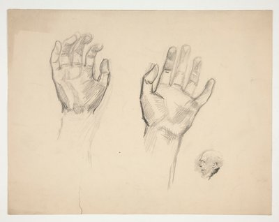 Two Sketches: Sketch of Two Hands; Sketch of an Old Man in Profile by Edwin Austin Abbey