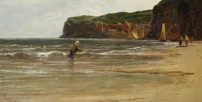 Coastal View with Woman Shrimping, c.1900 by Edwin Ellis
