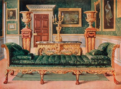 Mahogany and Gilt Georgian Suite in the Gallery and Green Drawing-Room of Longford Castle by Edwin John Foley