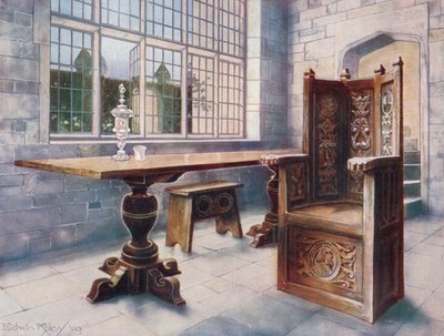 Oak Trestle Table. 