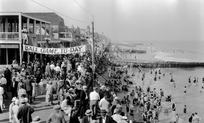 Atlantic City shore in summer with boardwalk by Edwin L. Wisherd