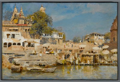 Temples and Bathing Ghat at Benares by Edwin Lord Weeks