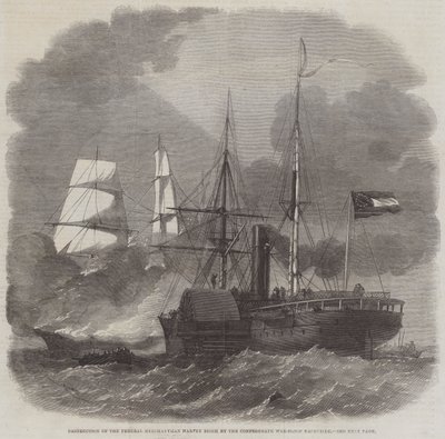Destruction of the Federal Merchantman Harvey Birch by the Confederate War-Sloop Nashville by Edwin Weedon