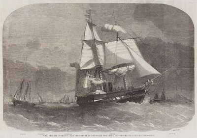 HMS Frigate Furious and the Convoy of Gun-Boats for China, in Portsmouth Harbour by Edwin Weedon