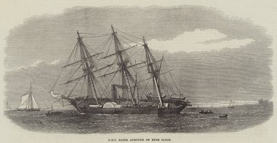 HMS Racer aground on Ryde Sands by Edwin Weedon