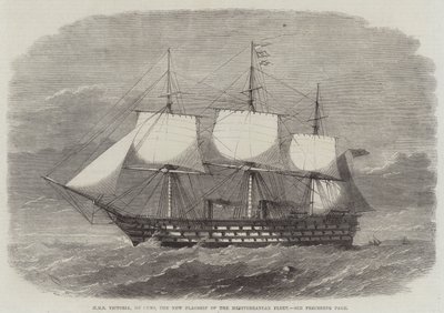 HMS Victoria, 102 Guns, the New Flagship of the Mediterranean Fleet by Edwin Weedon