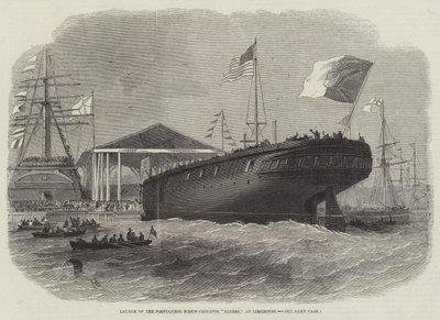 Launch of the Portuguese Screw-Corvette Sagres, at Limehouse by Edwin Weedon