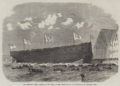 Our Ironclad Fleet, Launch of the Royal Alfred Screw-Frigate at Portsmouth, on Saturday Last by Edwin Weedon