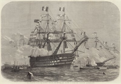 The Cherbourg Fetes, Her Majesty visiting the Emperor and Empress on Board the Bretagne by Edwin Weedon