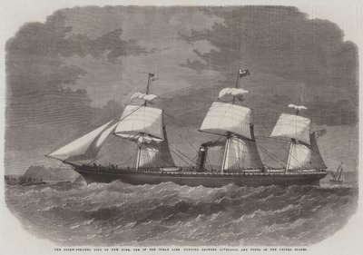 The Screw-Steamer City of New York, One of the Inman Line Running Between Liverpool and Ports of the United States by Edwin Weedon