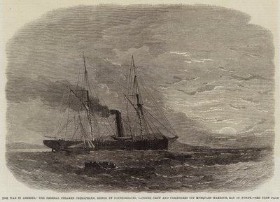 The War in America, the Federal Steamer Chesapeake, seized by Confederates, landing Crew and Passengers off Musquash Harbour, Bay of Fundy by Edwin Weedon
