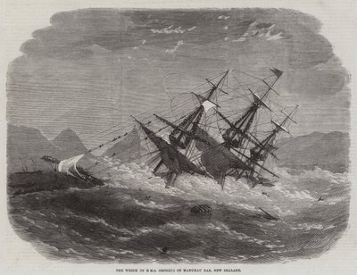 The Wreck of HMS Orpheus on Manukau Bar, New Zealand by Edwin Weedon