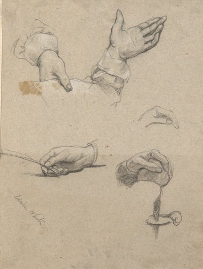 Study of hands, sketch for Signing of the Compact in the Cabin of the Mayflower by Edwin White