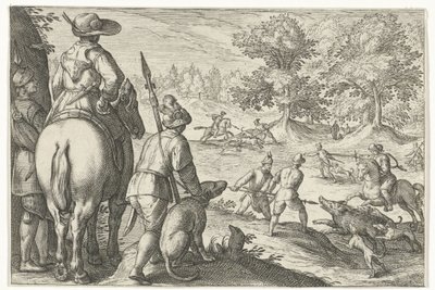 Landscape with Boar Hunt by Egbert Jansz.