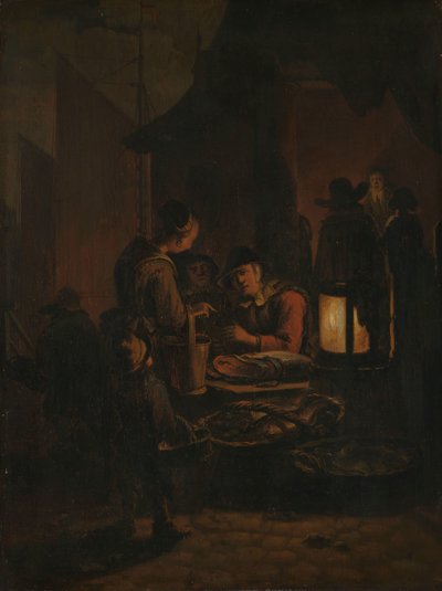 Fish Market at Night by Egbert Lievensz. van der Poel