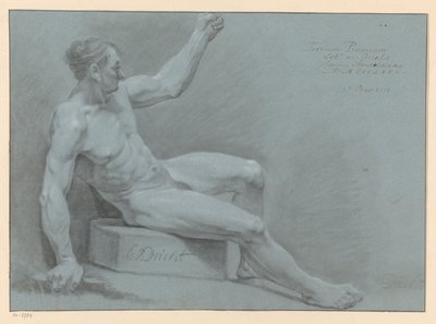 Sitting Male Nude, Side View (3rd Prize 1775) by Egbert van Drielst