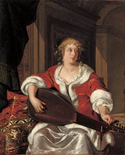 A Young Lady Tuning Her Lute by Eglon van der Neer