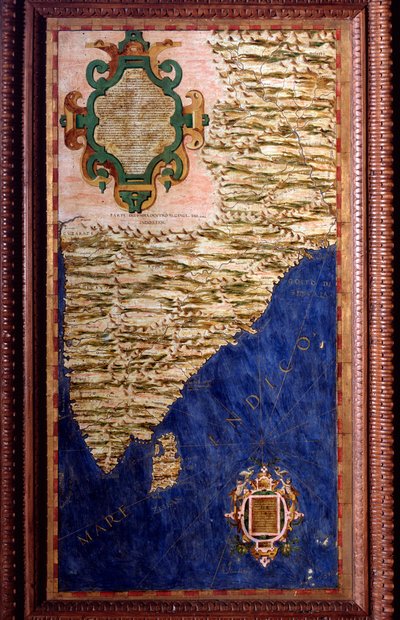 India Map Made by Egnazio Danti (1536-1586) Mathematician, Cosmographer and Italian Architect. Around 1567. Florence, Palazzo Vecchio, Sala del Mappamondo by Egnazio Danti
