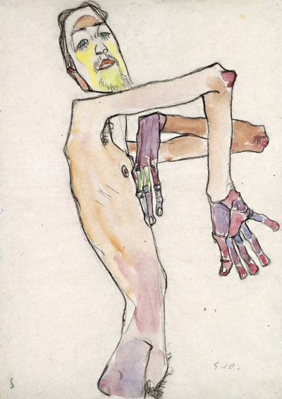 Erwin Dominik Osen as Nude with Crossed Arms by Egon Schiele by Egon Schiele