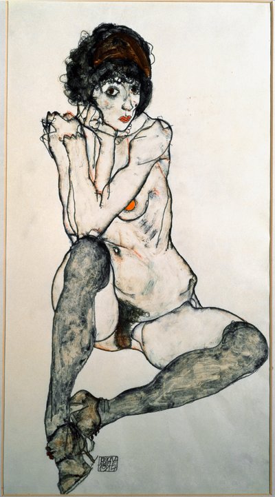 Female Nude Seated by Egon Schiele