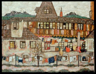 House with Drying Laundry by Egon Schiele