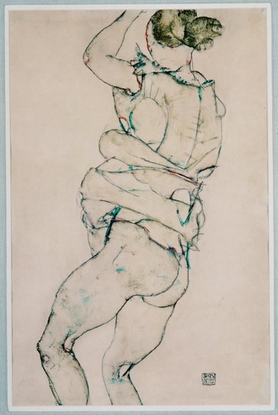 Nude with Raised Left Arm by Egon Schiele