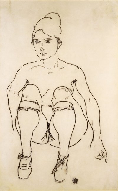 Seated Nude with Shoes and Stockings by Egon Schiele
