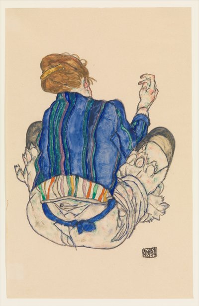 Seated Woman, Back View by Egon Schiele