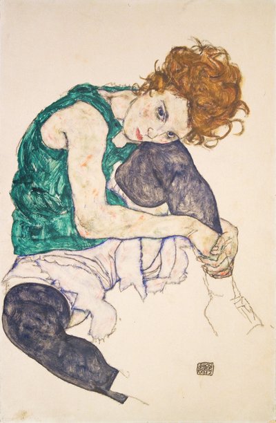 Seated Woman with Bent Knees (Adele Herms) by Egon Schiele