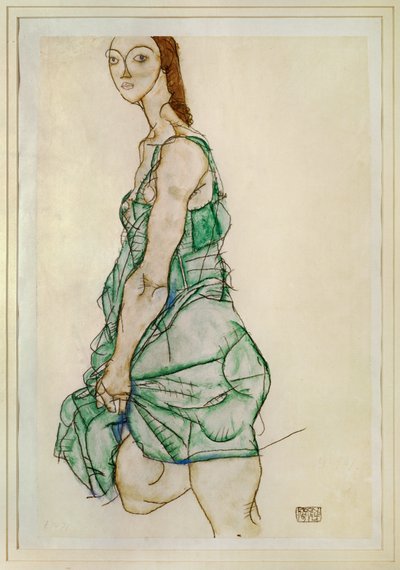 Standing Woman in Green Shirt by Egon Schiele