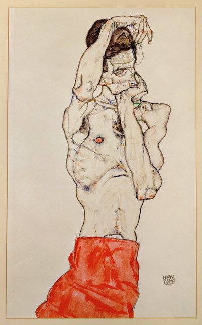 Standing Male Nude with Red Loincloth by Egon Schiele