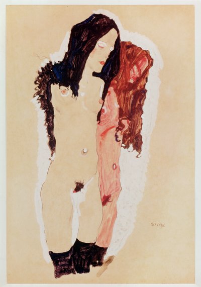 Two Reclining Girls by Egon Schiele