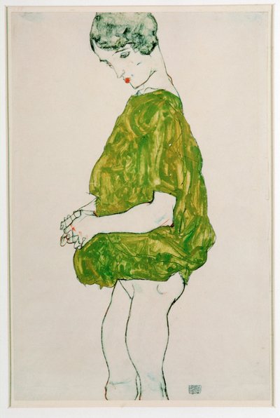 Woman, Standing, with Hands Clasped by Egon Schiele