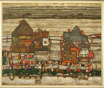 Two Blocks of Houses with Clotheslines or: Suburb by Egon Schiele