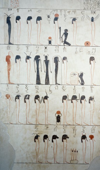 Depiction of Litany of Ra, (detail) of frescoes in burial chamber of Tomb of Tuthmosis III, Valley of Kings, Luxor, Thebes by Egyptian 18th Dynasty
