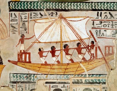 A Boat on the River Returning from Pilgrimage to the Tomb of Osiris, Abydos by Egyptian 18th Dynasty
