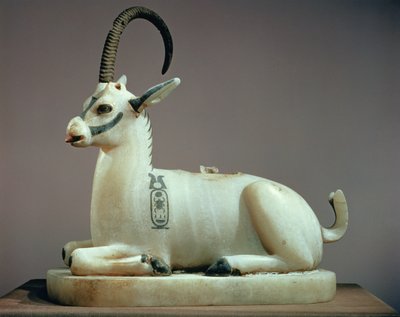 Lid of an unguent jar in the form of an ibex, from the tomb of Tutankhamun, New Kingdom by Egyptian 18th Dynasty