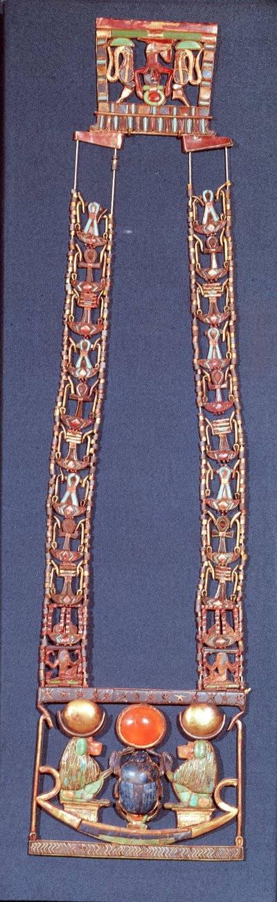 Necklace of the Rising Sun, from the Tomb of Tutankhamun (c.1370-52 BC) New Kingdom by Egyptian 18th Dynasty