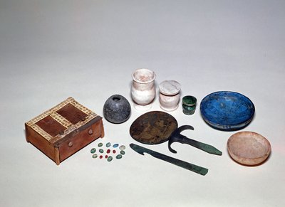 Objects removed from the tomb of an Egyptian lady, from tomb group 1723, from Sidmant el-Gebel, New Kingdom by Egyptian 18th Dynasty