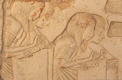 Relief Depicting Scribes at Work, from the Tomb of Horemheb (detail) by Egyptian 18th Dynasty