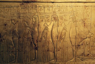 Reliefs of first register of outer panel of second funeral chapel, Treasury of Tutankhamun, Egypt, Egyptian civilization, New Kingdom, Dynasty XVIII by Egyptian 18th Dynasty