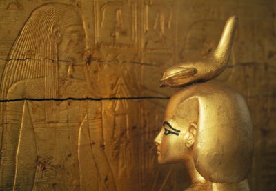Statue of Selkis or Serket Protecting Chest of Canopic Jars, Treasury of Tutankhamun by Egyptian 18th Dynasty
